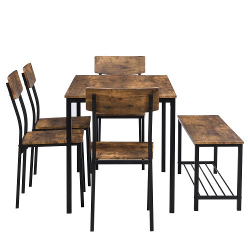 Ensemble Table À Manger Et Bancs, 110 X 70 X 75, 4 Chaises 38.5 X 40 X85, 1 Bancs De 100 X 31.5 X 45
