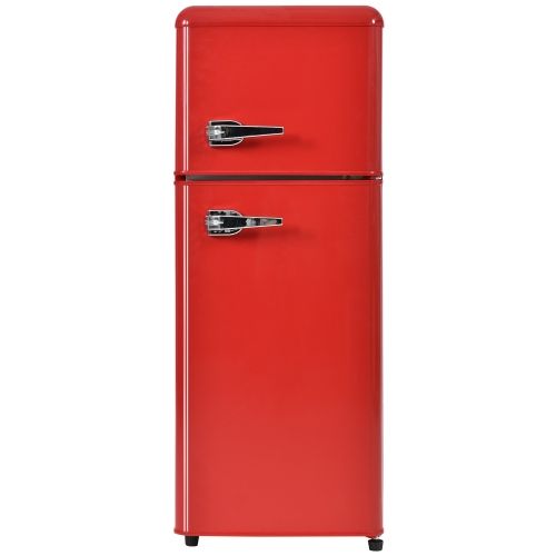 Réfrigérateur Congélateur 2 Portes Vintage Compact 92L Hauteur 101 cm Rouge