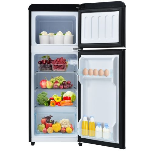 Réfrigérateur Congélateur 2 Portes Vintage compact 92l hauteur 101 cm Noir