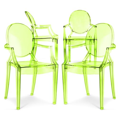 X4 Fauteuil Louis King Design Transparent Vert Transparent