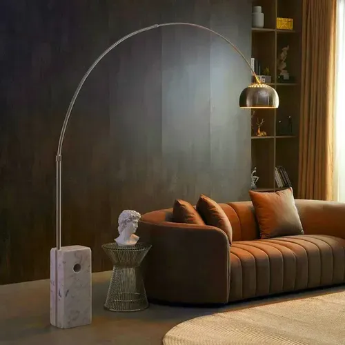 Lampe De Sol Arco En Métal Avec Base En Marbre – Arc Noir