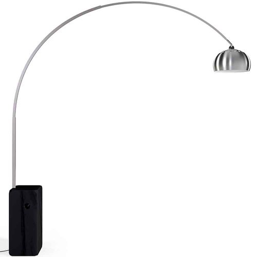Lampe De Sol Arco En Métal Avec Base En Marbre – Arc Noir