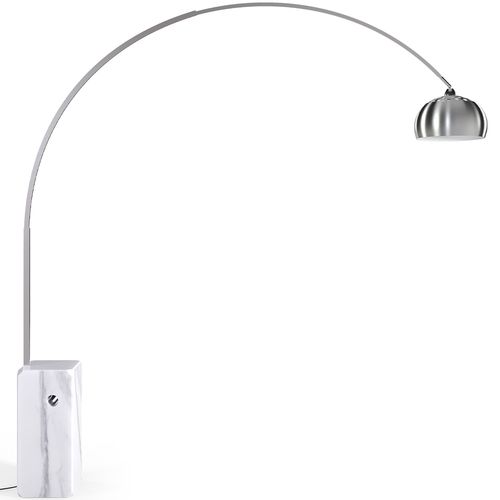 Lampadaire Courbe - Métal Et Marbre - Ark Blanc