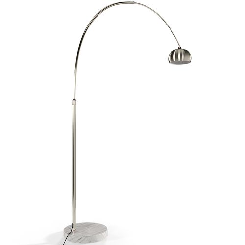 Lampadaire En Métal Arqué Avec Base En Marbre Ronde – Arc Blanc