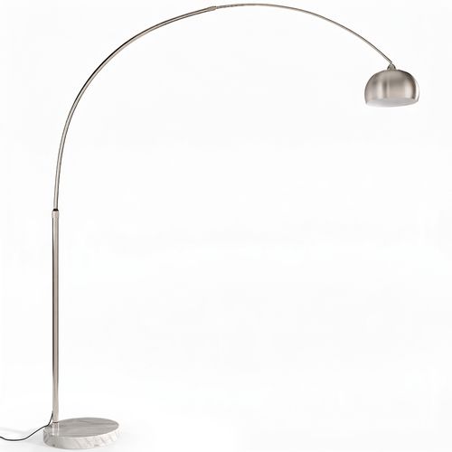 Lampadaire En Métal Arqué Avec Base En Marbre Ronde – Arc Blanc