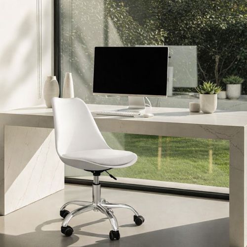 Chaise De Bureau Tulip Pivotante à Roulettes Orange