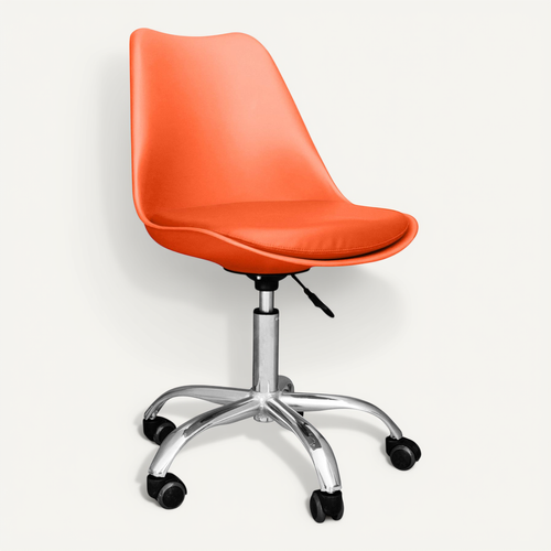 Chaise De Bureau Tulip Pivotante à Roulettes Orange