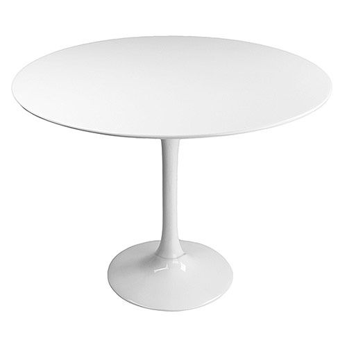 Table À Manger Ronde 110 Cm Avec Plateau En Mdf Et Base En Métal – Design Moderne Et élégant - Blanc