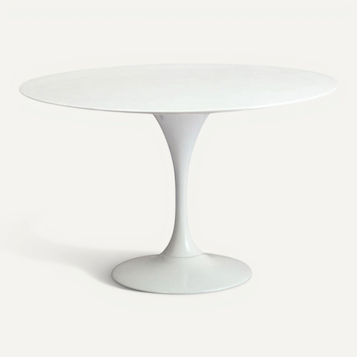Table À Manger Ronde 110 Cm Avec Plateau En Mdf Et Base En Métal – Design Moderne Et élégant - Blanc