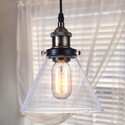 Lampe Pendante Avec Petit Abat-jour Cristal Edison  – Acier Bronze