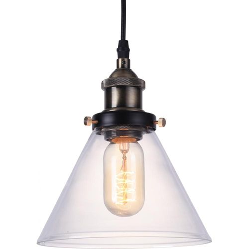Lampe Pendante Avec Petit Abat-jour Cristal Edison  – Acier Bronze