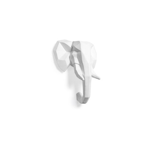 Tête D'éléphant Origami - Résine Blanc