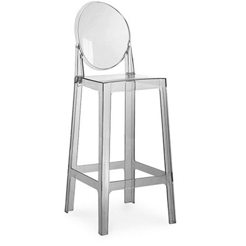 Tabouret De Bar Avec Dossier Victoire - 75cm - Design Transparent Gris Transparent