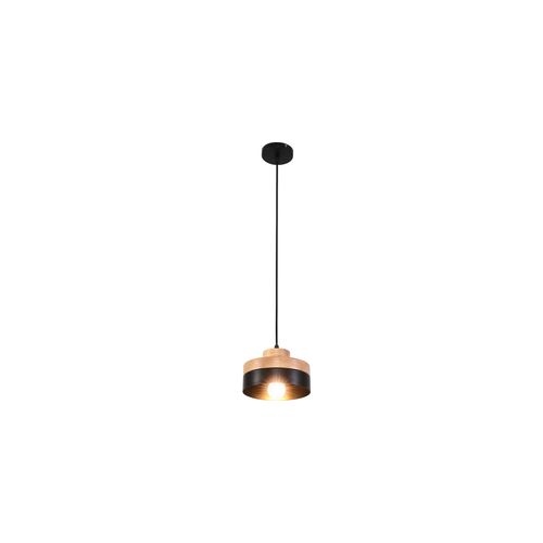 Lampe Suspendue De Scandinave Eigil - Bois Et Métal Noir