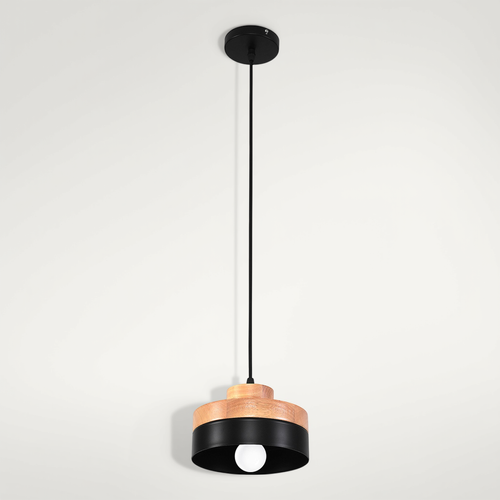 Lampe Suspendue De Scandinave Eigil - Bois Et Métal Noir