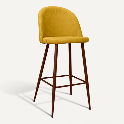 Tabouret Rembourré En Tissu - Design Scandinave - 76cm - Bennett Jaune