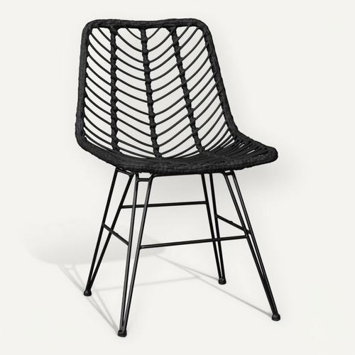 Chaise De Salle À Manger En Osier Synthétique - Valery Noir