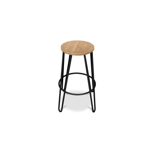 Tabouret De Bar Hairpin 66 Cm - Bois Clair Et Métal Gris Foncé