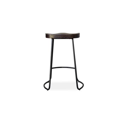 Tabouret De Bar Industriel 66cm Aiyana - Bois Foncé Et Métal Jaune