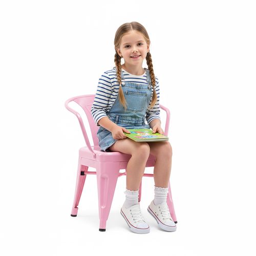 Chaise Pour Enfant Bistrot Metalix – Avec Accoudoirs - Métal Rouge