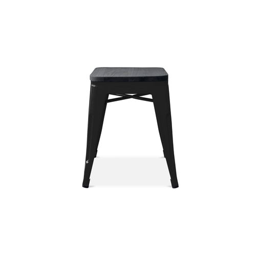 Tabouret Bistrot Metalix - 46 Cm - Métal Et Bois Foncé Gris Foncé