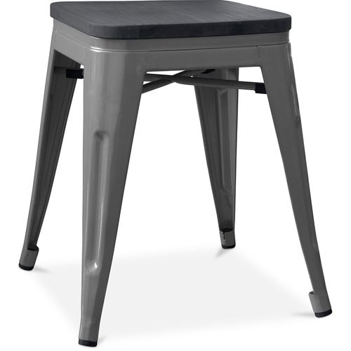 Tabouret Bistrot Metalix - 46 Cm - Métal Et Bois Foncé Gris Foncé