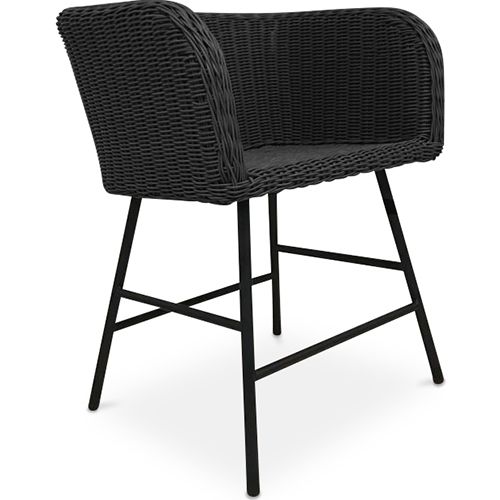 Chaise De Salle À Manger Gazala Design Boho Bali - Rotin Synthétique Noir
