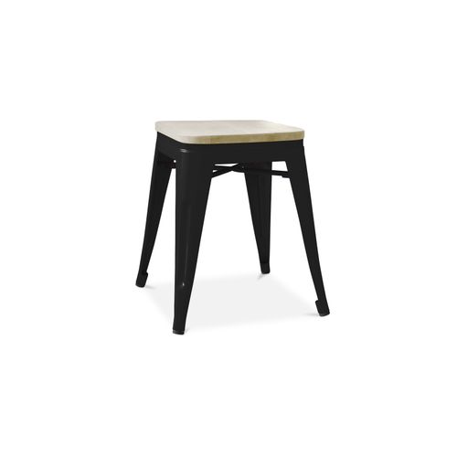 Tabouret Bistrot Metalix - Métal Et Bois Clair - 45cm Violet Pastel