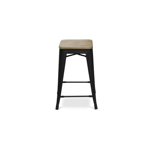 Tabouret Bistrot Metalix - 61 Cm - Métal Et Bois Clair Violet Pastel