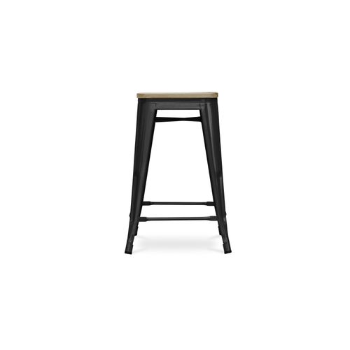 Tabouret Bistrot Metalix - 61 Cm - Métal Et Bois Clair Violet Pastel