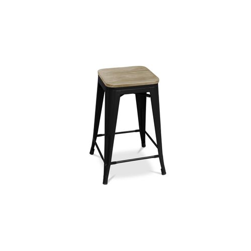 Tabouret Bistrot Metalix - 61 Cm - Métal Et Bois Clair Violet Pastel