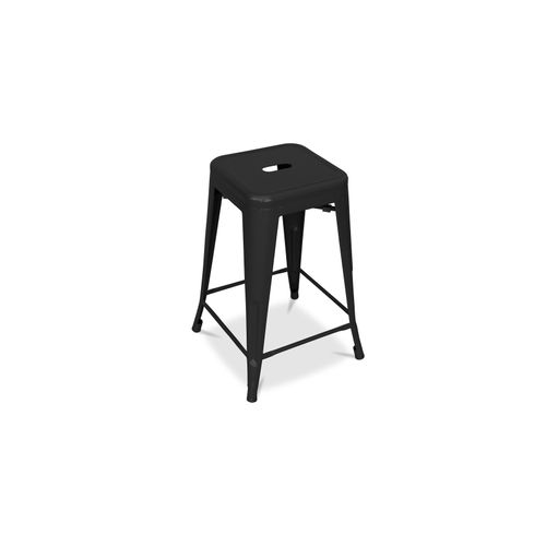 Tabouret De Bar Design Industriel - Acier Mat - 60cm - Metalix Jaune Pâle