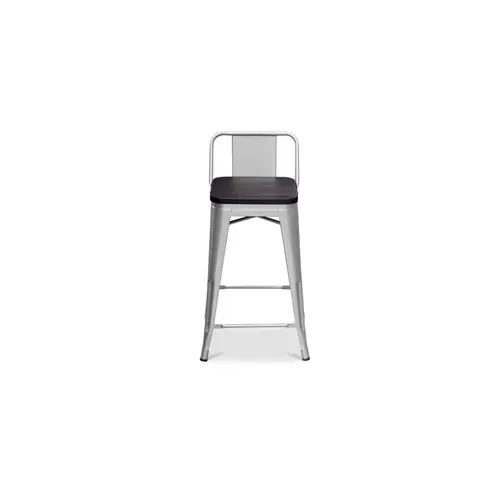 Tabouret De Bar Design Industriel Avec Dossier - Bois Et Acier - 60 Cm - Metalix Orange Pâle
