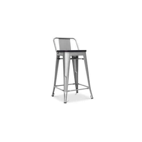 Tabouret De Bar Design Industriel Avec Dossier - Bois Et Acier - 60 Cm - Metalix Orange Pâle