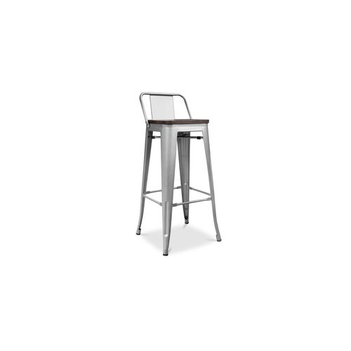 Tabouret De Bar Design Industriel Avec Dossier - Bois Et Acier - 76cm - Metalix Rose Pâle