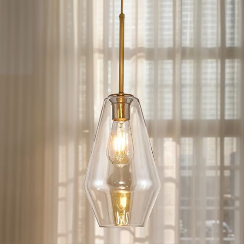Lampe Lafonnier Design Doré Suspension En Verre Gris Transparent