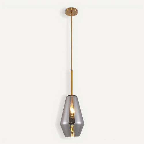 Lampe Lafonnier Design Doré Suspension En Verre Gris Transparent