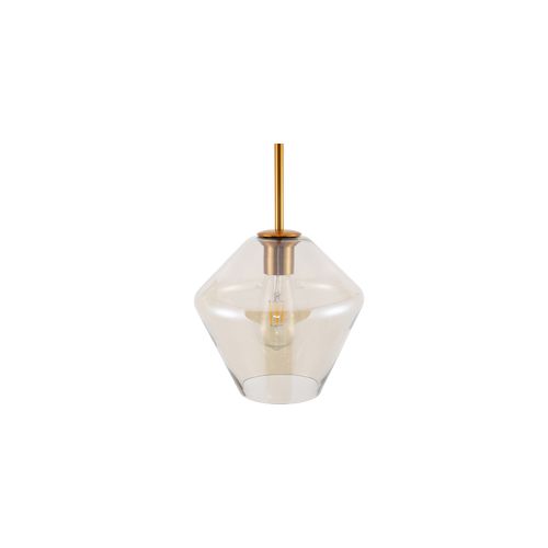 Lampe Suspension Dorée Design En Verre Gris Transparent