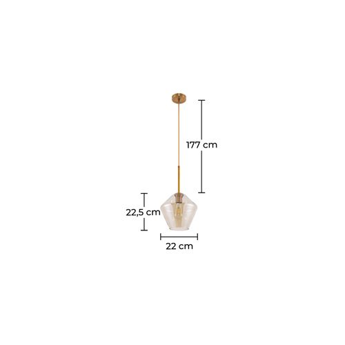 Lampe Suspension Dorée Design En Verre Gris Transparent