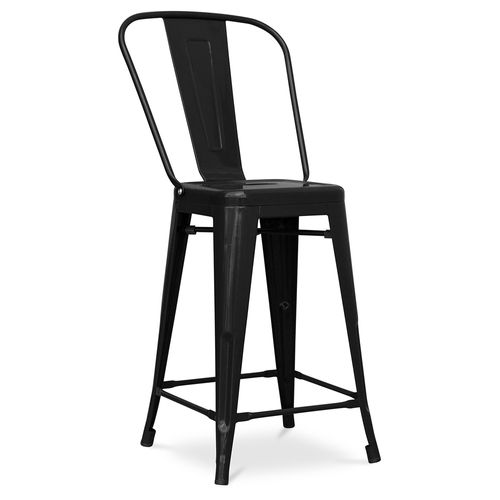 Tabouret Bistrot Metalix Carrée Avec Dossier - 60cm Violet Pastel