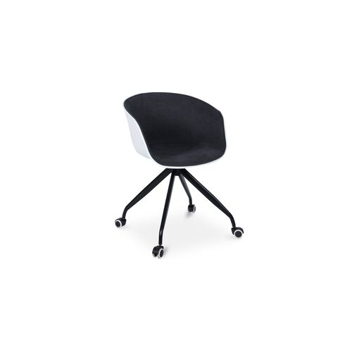 Chaise De Bureau Blanche Rembourrée Avec Accoudoirs Et Roues Orange