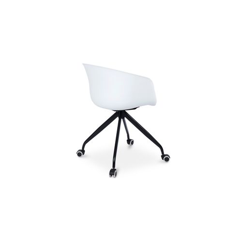Chaise De Bureau Blanche Rembourrée Avec Accoudoirs Et Roues Orange