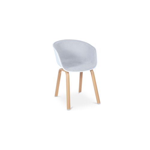 Chaise De Salle à Manger Blanche Rembourrée Avec Accoudoirs Gris Clair