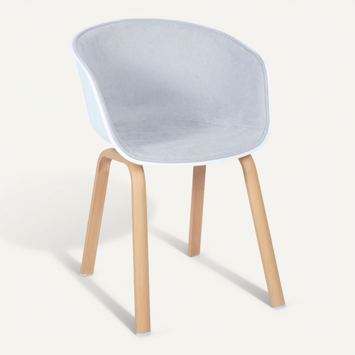 Chaise De Salle à Manger Blanche Rembourrée Avec Accoudoirs Gris Clair