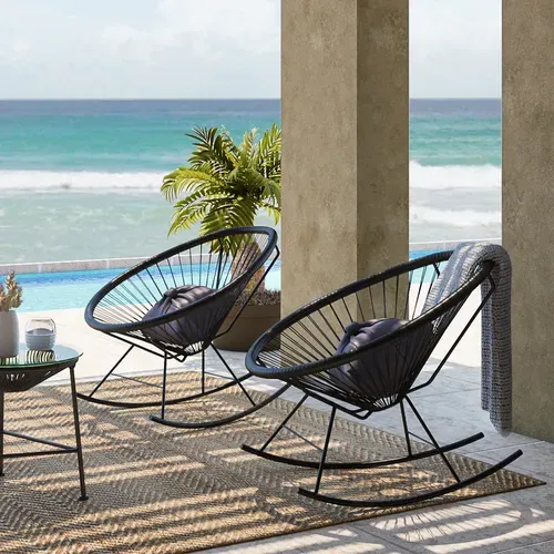 Chaise à Bascule Acapulco - Pieds Noirs - Nouvelle édition Vert