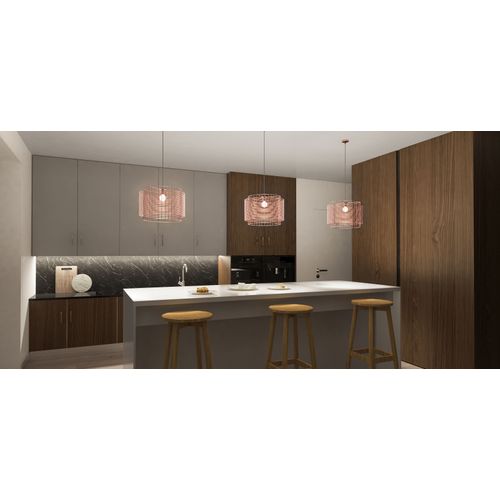 Lampe Suspendue à Structure En Fil De Fer Rose Doré