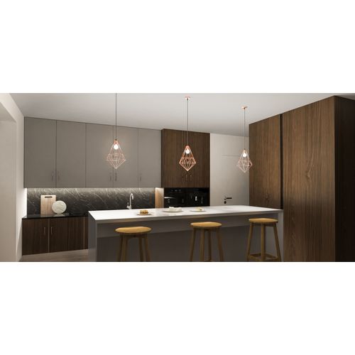 Lampe à Pendentif De Style Rétro En Diamant Rose Doré