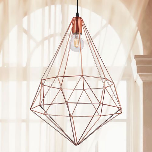 Lampe à Pendentif De Style Rétro En Diamant Rose Doré