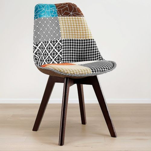 Chaise à Manger Brielle Design Scandi Rétro Pieds Foncés - Multicolore Premium Nouvelle édition - Pa