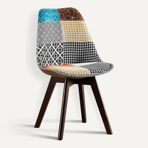 Chaise à Manger Brielle Design Scandi Rétro Pieds Foncés - Multicolore Premium Nouvelle édition - Pa